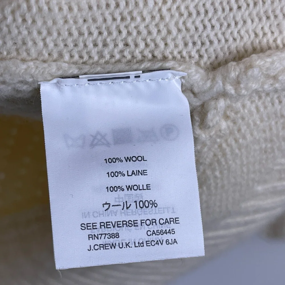 J. Crew Mockneck Tunic Sweater Cream Fine Wool Women's Small Mixed Fabric H4391 - Picture 6 of 9